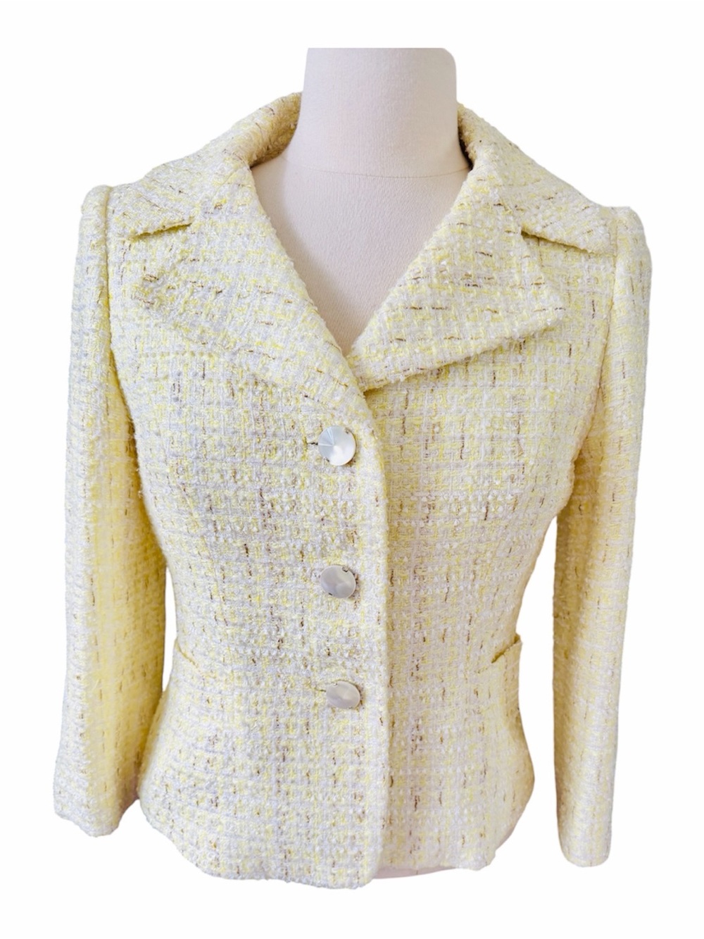 Classic Yellow Tweed Women's Blazer Jacket